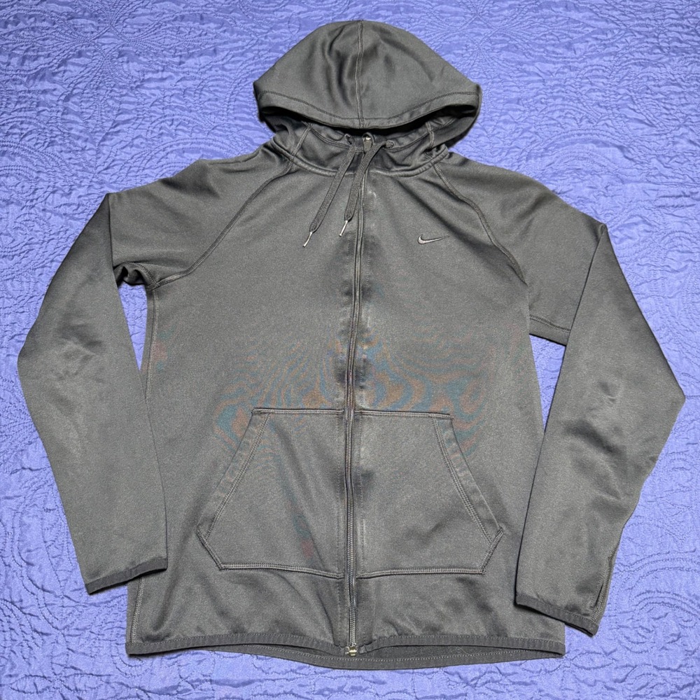 Nike Therma-FIT Full Zip Hoodie Mens XS Black Fleece Sweatshirt Raglan Sleeves